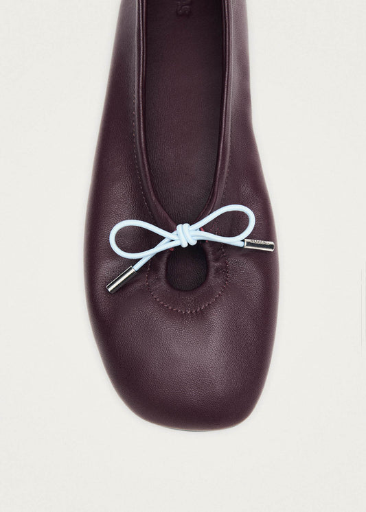 Rosalind Contrast Burgundy Leather Ballet Flats-image