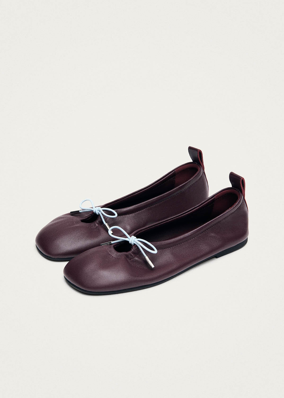Rosalind Kontrast Burgunderrote Leder Ballerinas