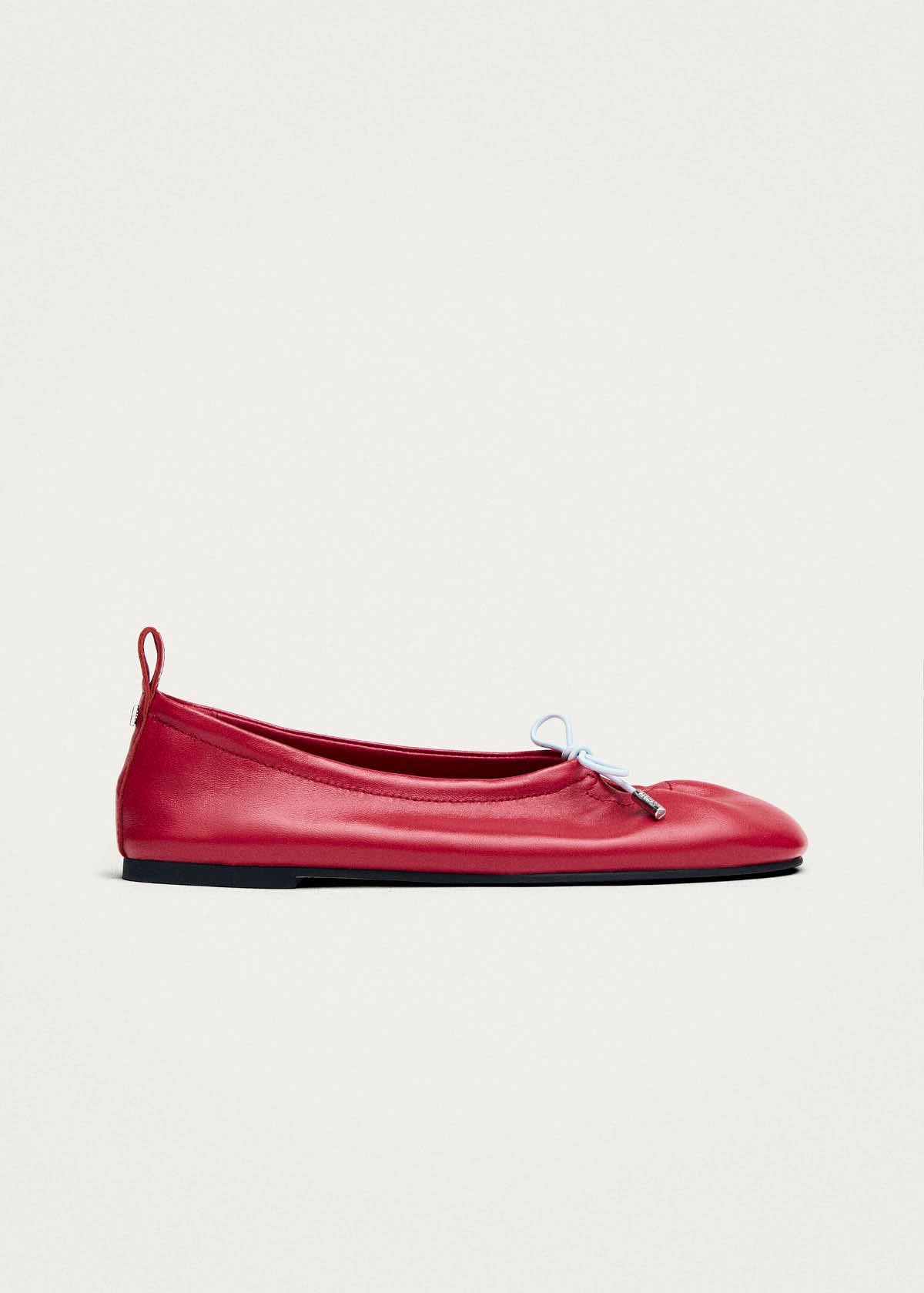 Rosalind Ballerine in Pelle Rossa a Contrasto