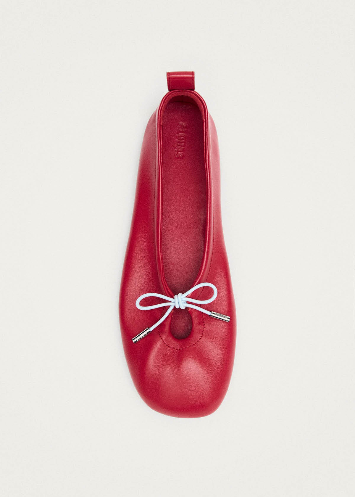 Rosalind Ballerine in Pelle Rossa a Contrasto