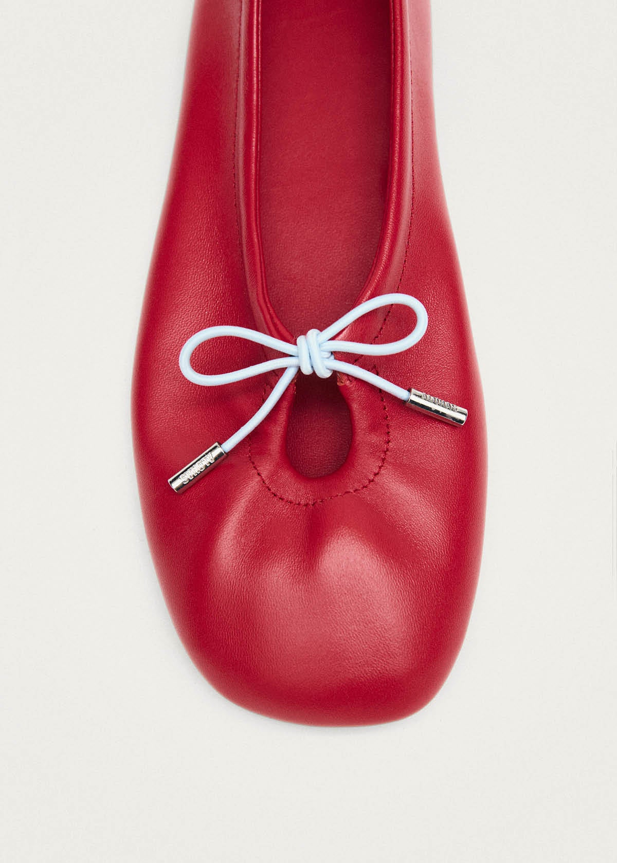 Rosalind Ballerine in Pelle Rossa a Contrasto