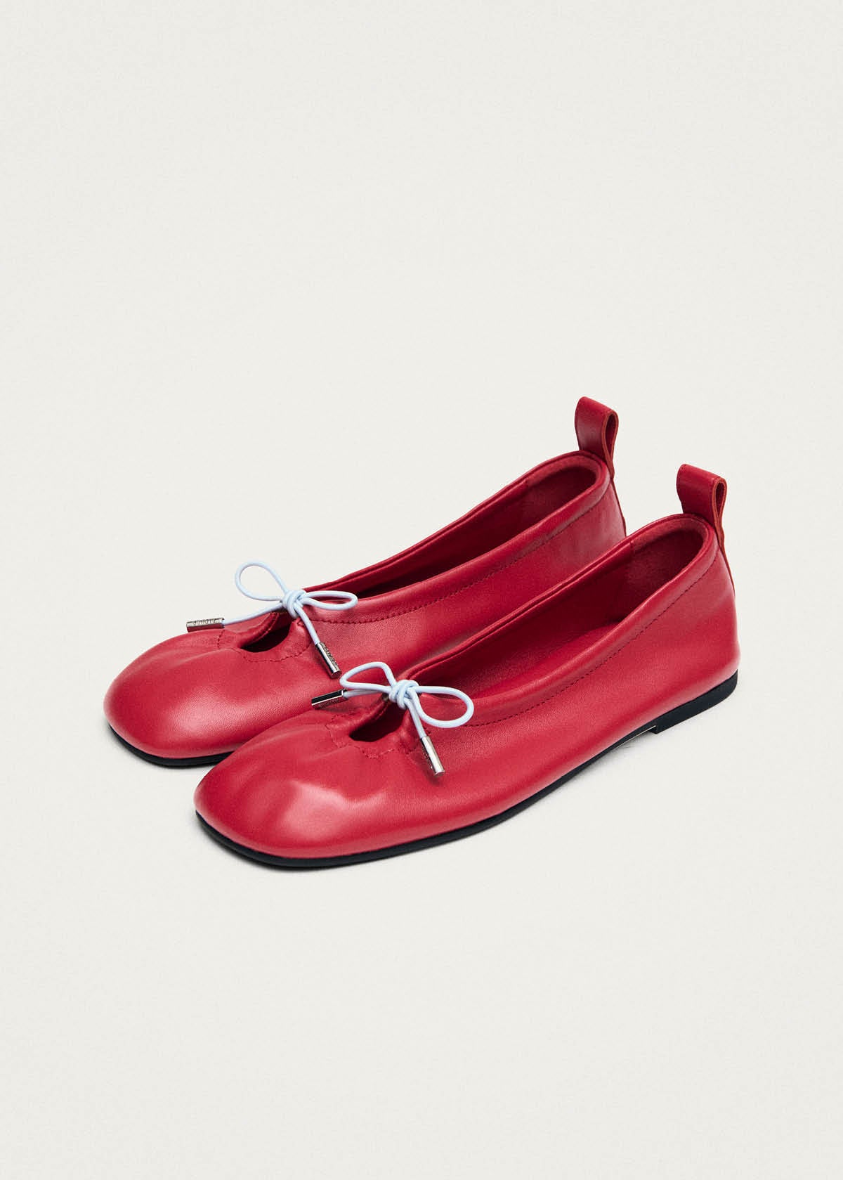 Rosalind Ballerine in Pelle Rossa a Contrasto