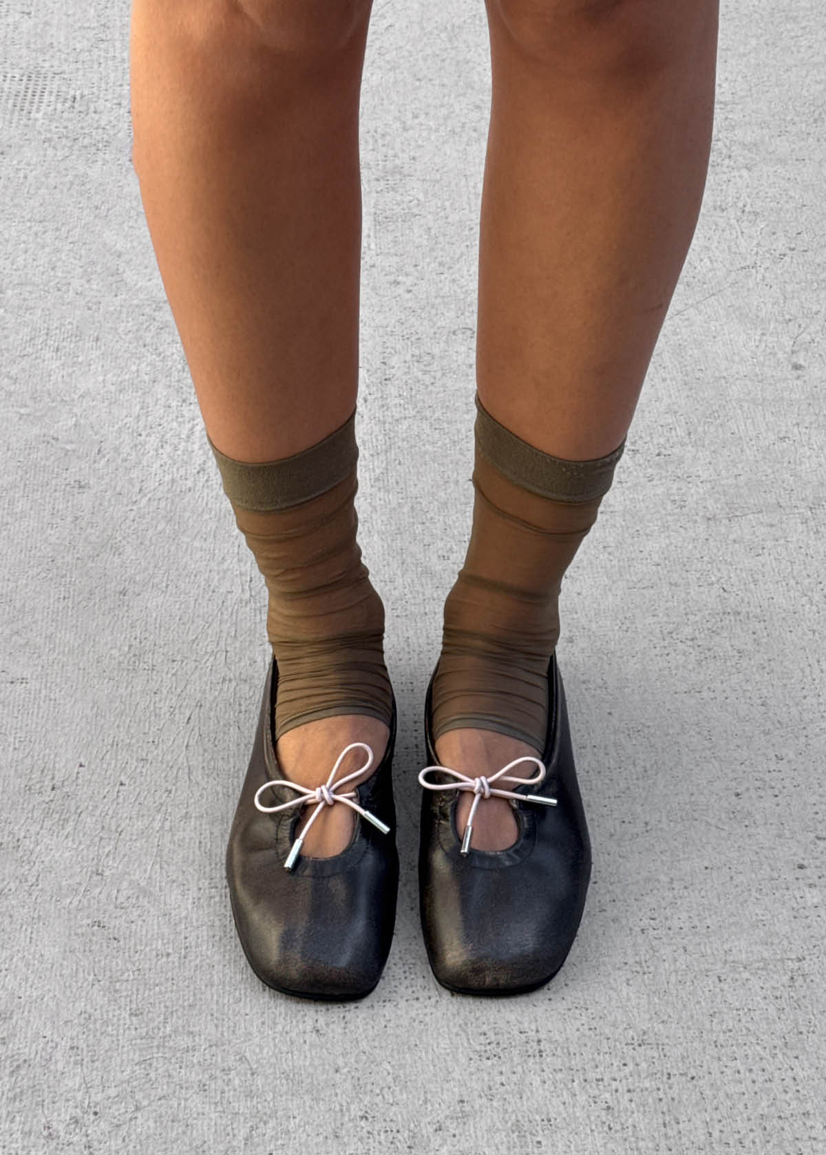 Rosalind Kontrast Vintage Effekt Braun Leder Ballerinas