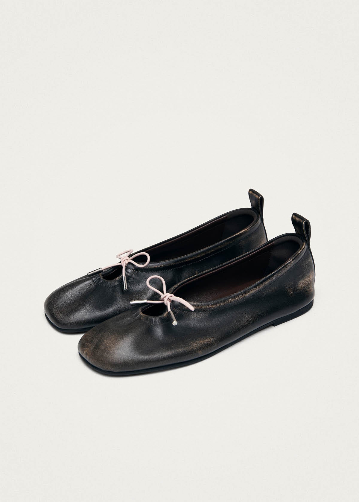 Rosalind Kontrast Vintage Effekt Braun Leder Ballerinas