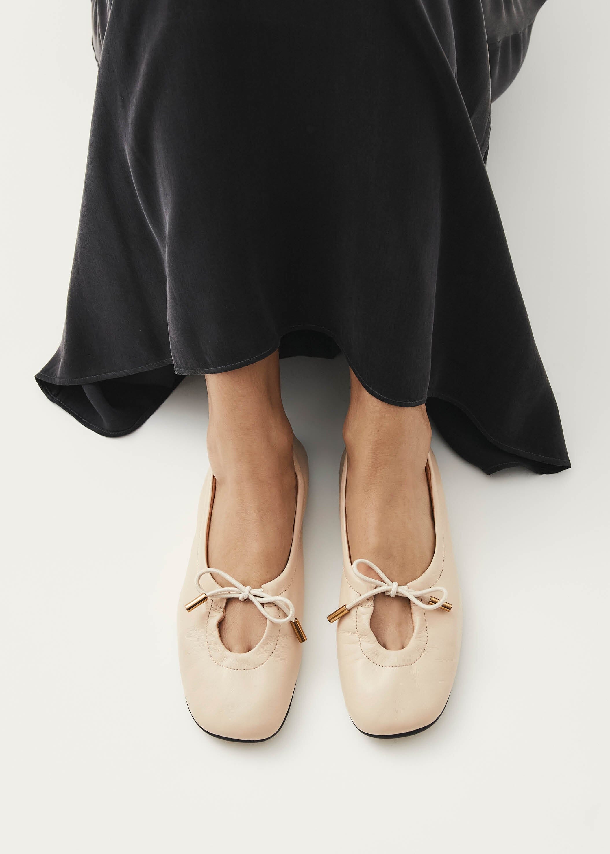 Rosalind Cream Leather Ballet Flats | ALOHAS