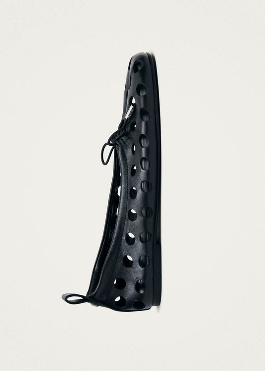 Rosalind Cut Out Black Leather Ballet Flats-image