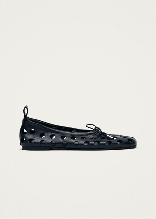 Rosalind Cut Out Black Leather Ballet Flats-image