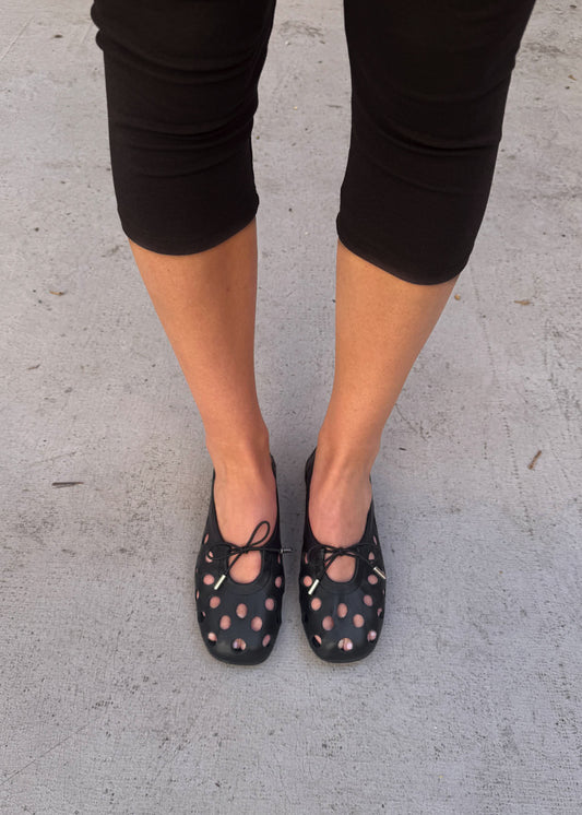 Rosalind Cut Out Black Leather Ballet Flats-image