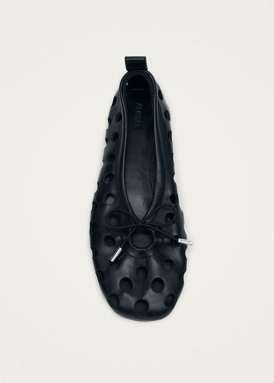 Rosalind Cut Out Black Leather Ballet Flats-image