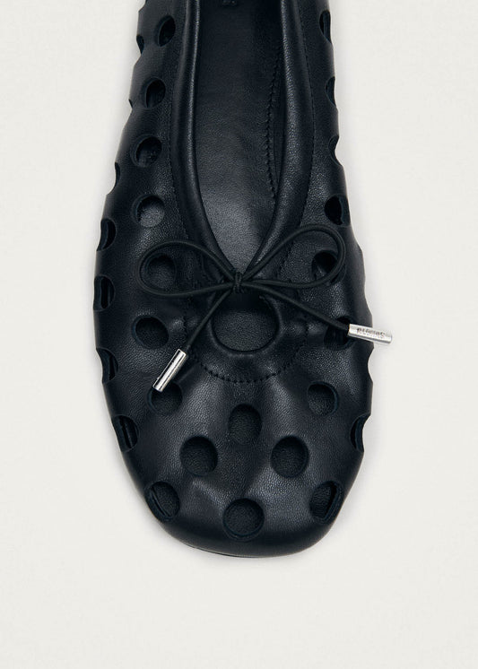 Rosalind Cut Out Black Leather Ballet Flats-image