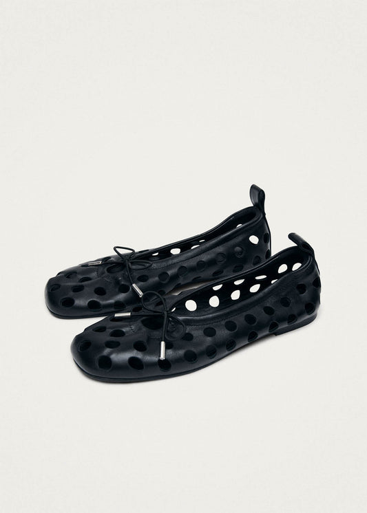 Rosalind Cut Out Black Leather Ballet Flats-image