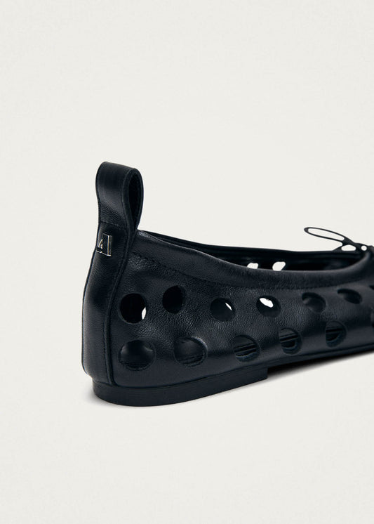 Rosalind Cut Out Black Leather Ballet Flats-image