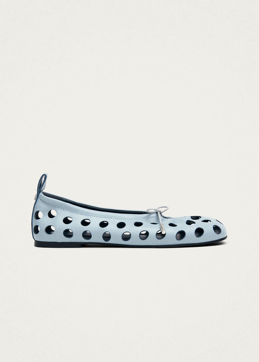 Rosalind Cut Out Blue Leather Ballet Flats-image