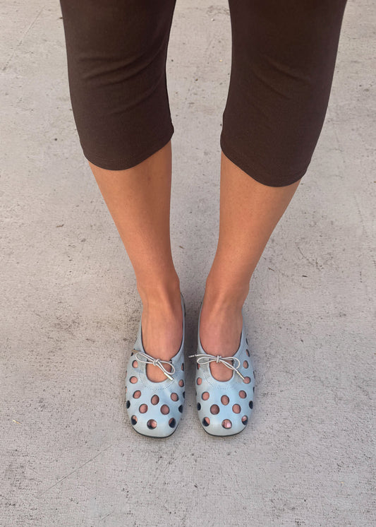 Rosalind Cut Out Blue Leather Ballet Flats-image