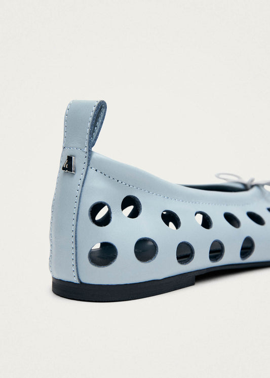 Rosalind Cut Out Blue Leather Ballet Flats-image