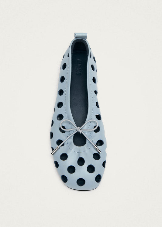 Rosalind Cut Out Blue Leather Ballet Flats-image