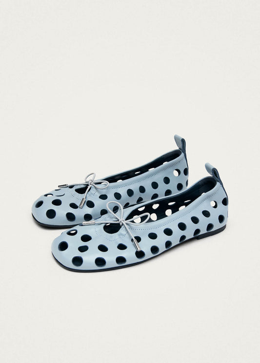 Rosalind Cut Out Blue Leather Ballet Flats-image