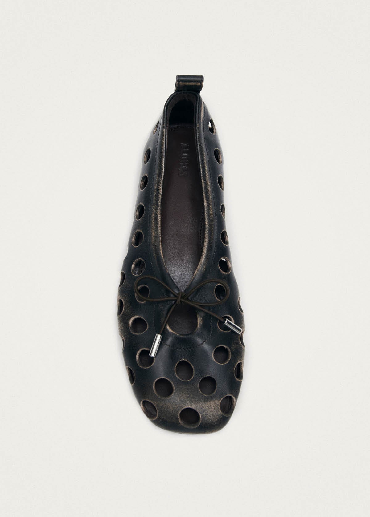 Rosalind All Studs Black Leather Ballet Flats | ALOHAS