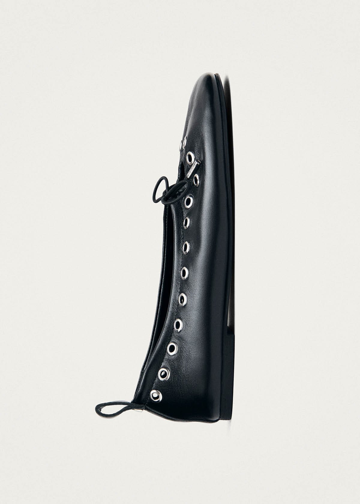 Rosalind Eyelets Black Leather Ballet Flats