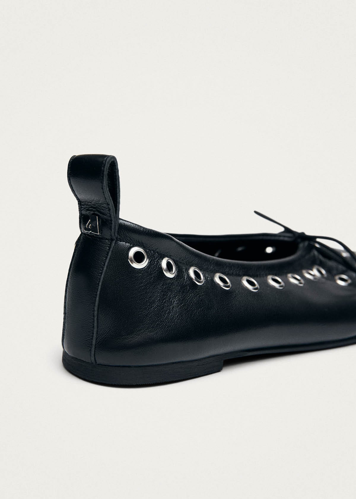Rosalind Eyelets Black Leather Ballet Flats