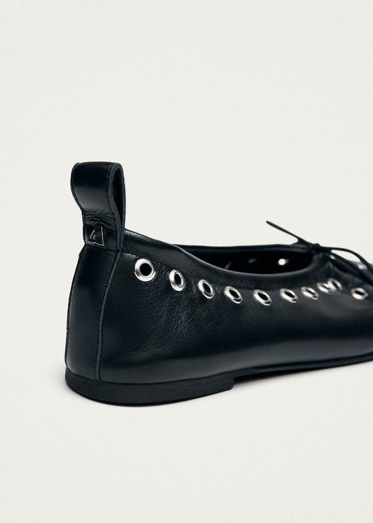Rosalind Eyelets Ballerines En Cuir Noir-image