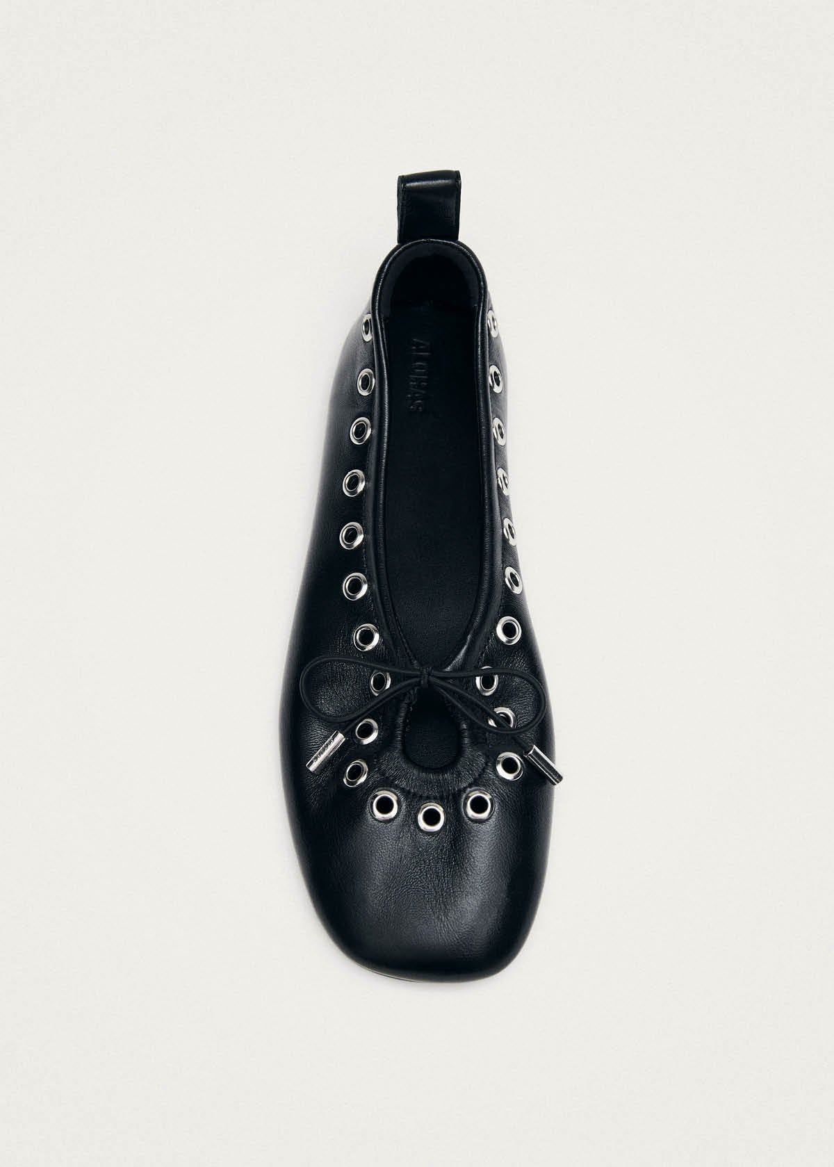 Rosalind Eyelets Black Leather Ballet Flats