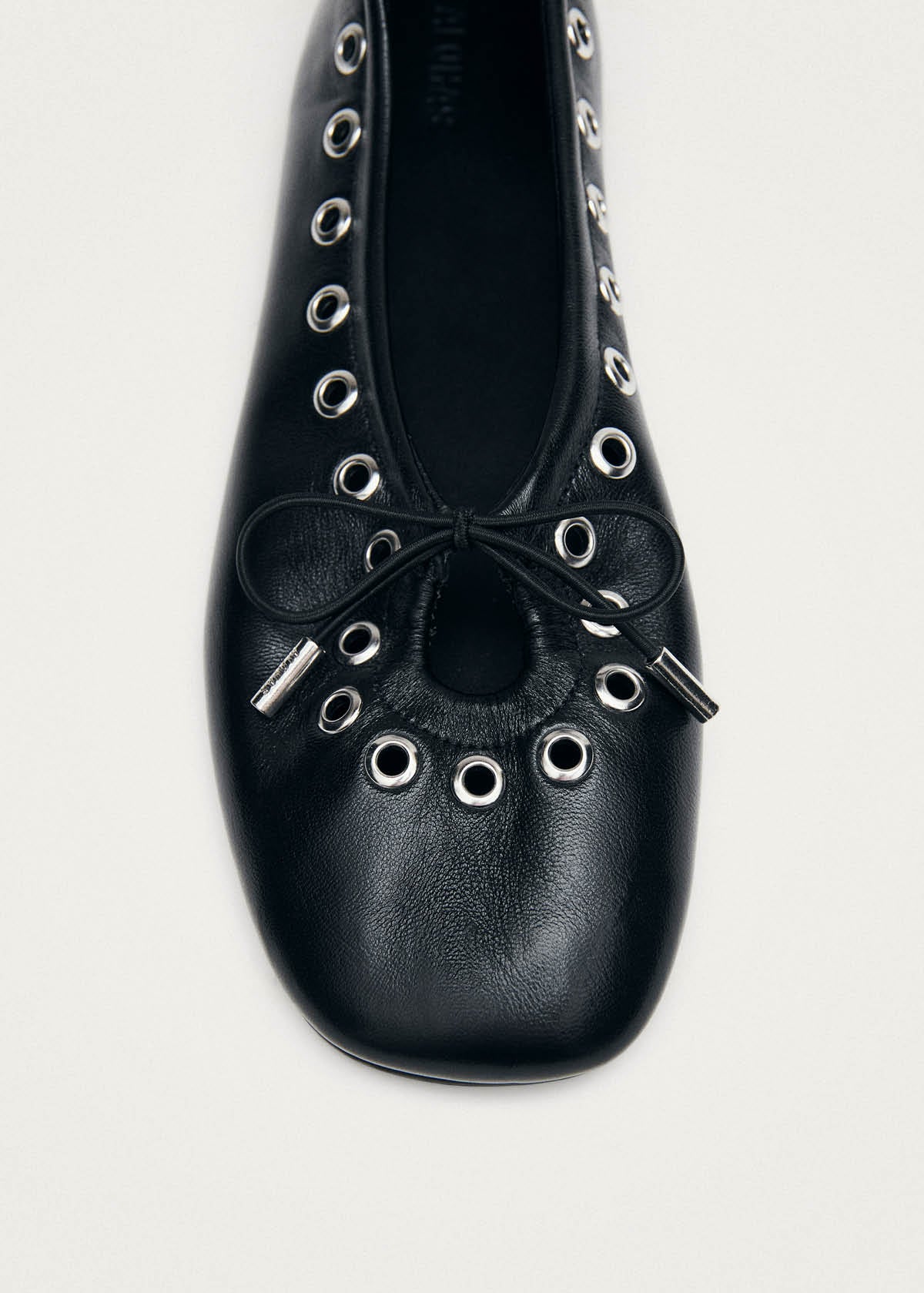Rosalind Eyelets Black Leather Ballet Flats