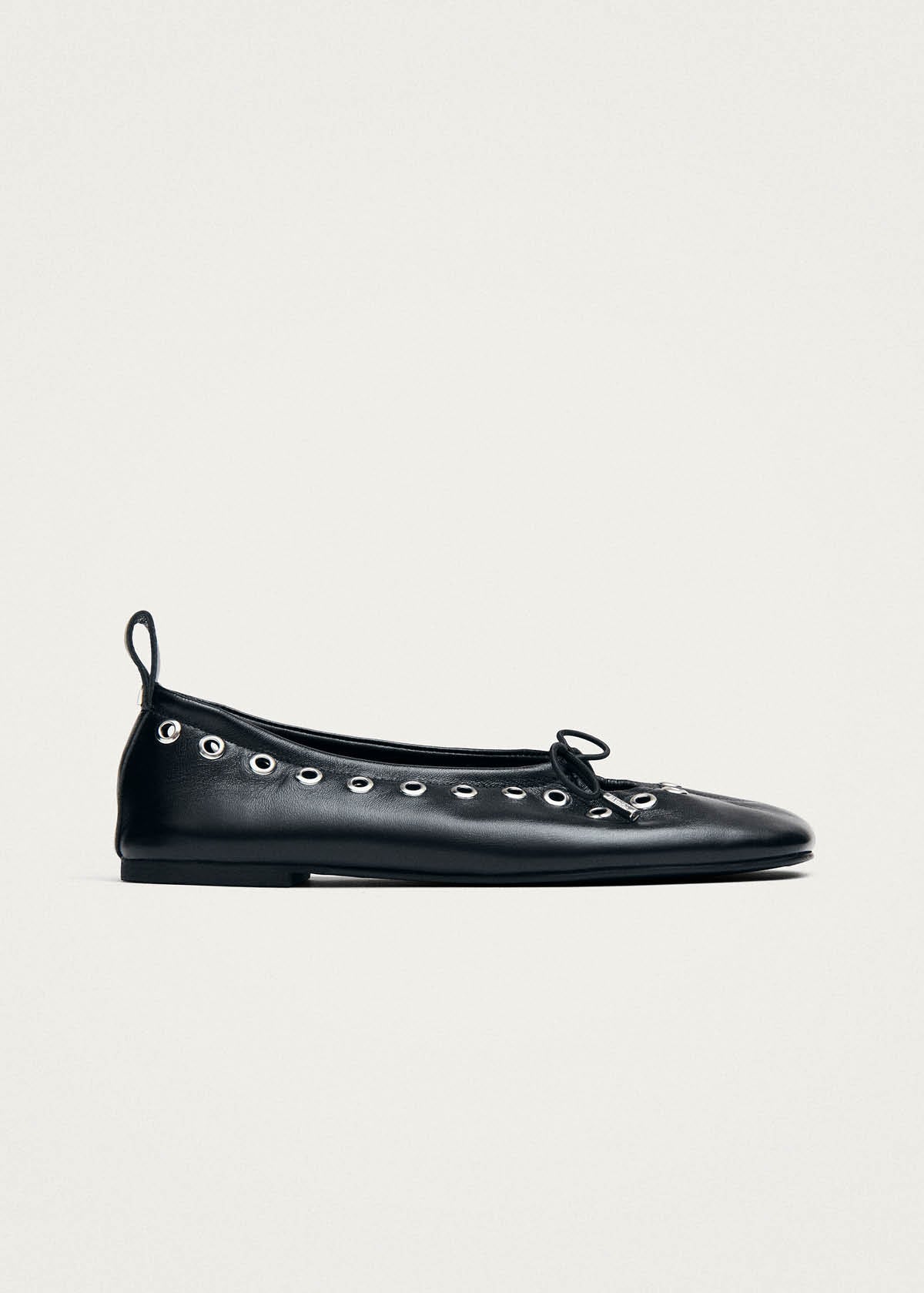 Rosalind Eyelets Black Leather Ballet Flats