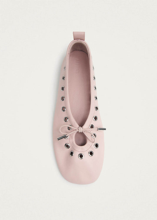 Rosalind Eyelets Pink Leather Ballet Flats