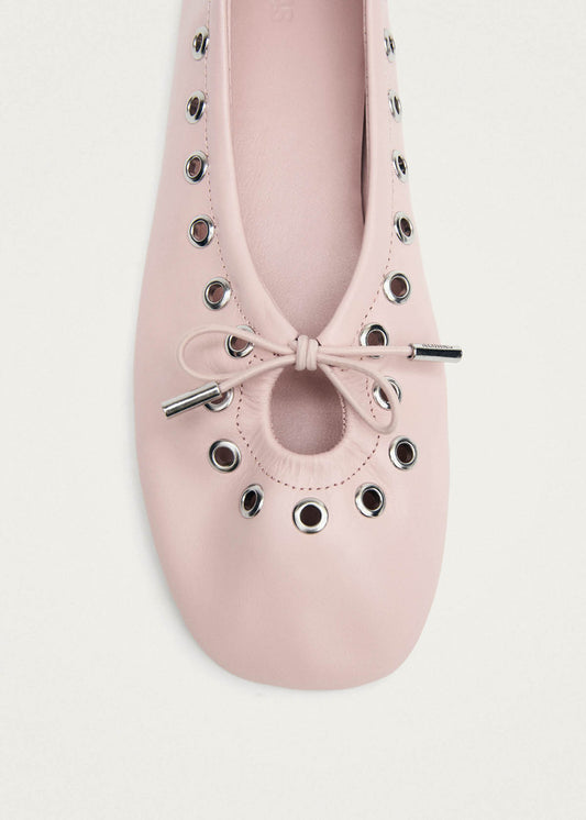 Rosalind Eyelets Ballerines En Cuir Rose-image