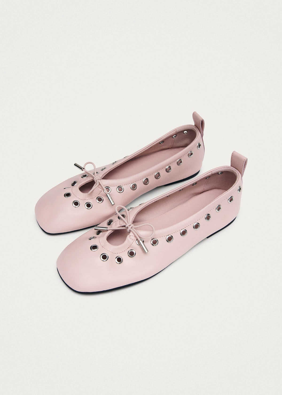 Rosalind Eyelets Pink Leather Ballet Flats
