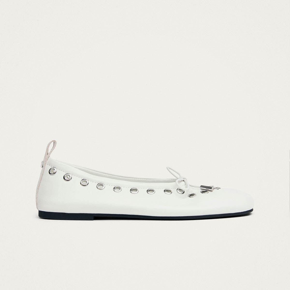 Rosalind Eyelets White Leather Ballet Flats
