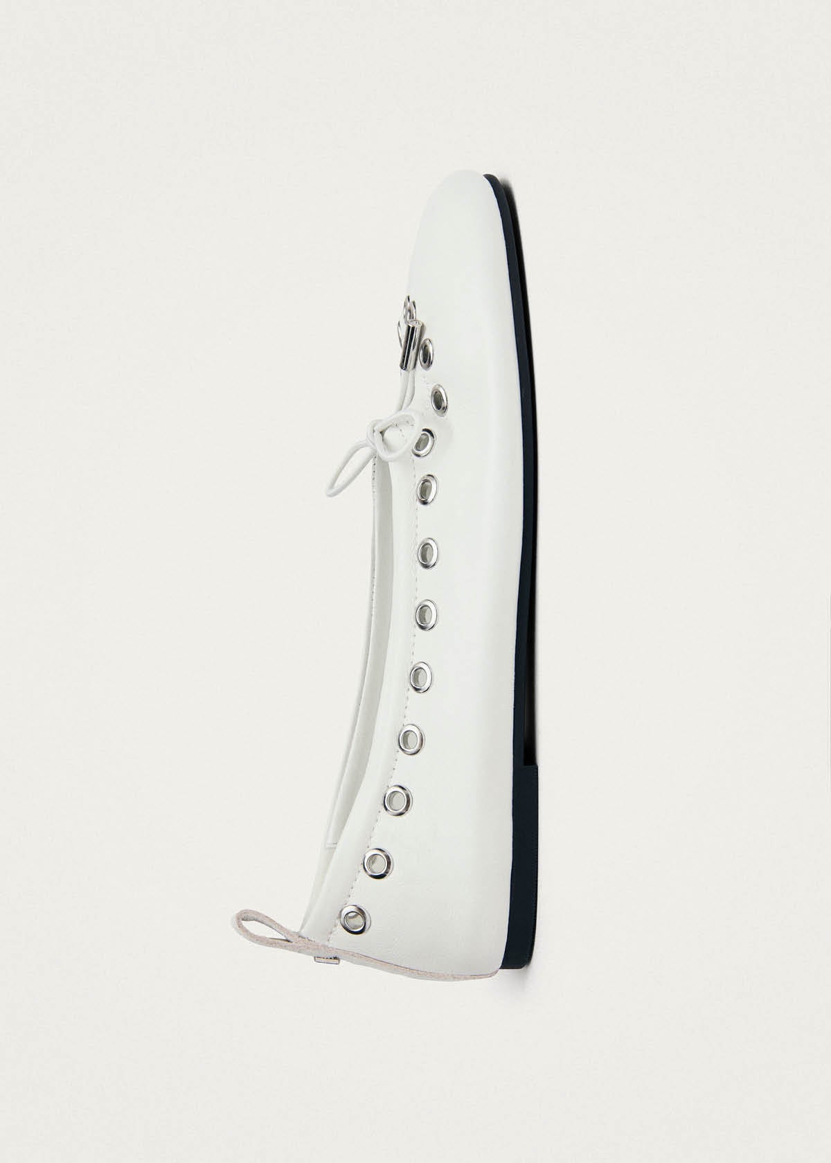 Rosalind Eyelets White Leather Ballet Flats