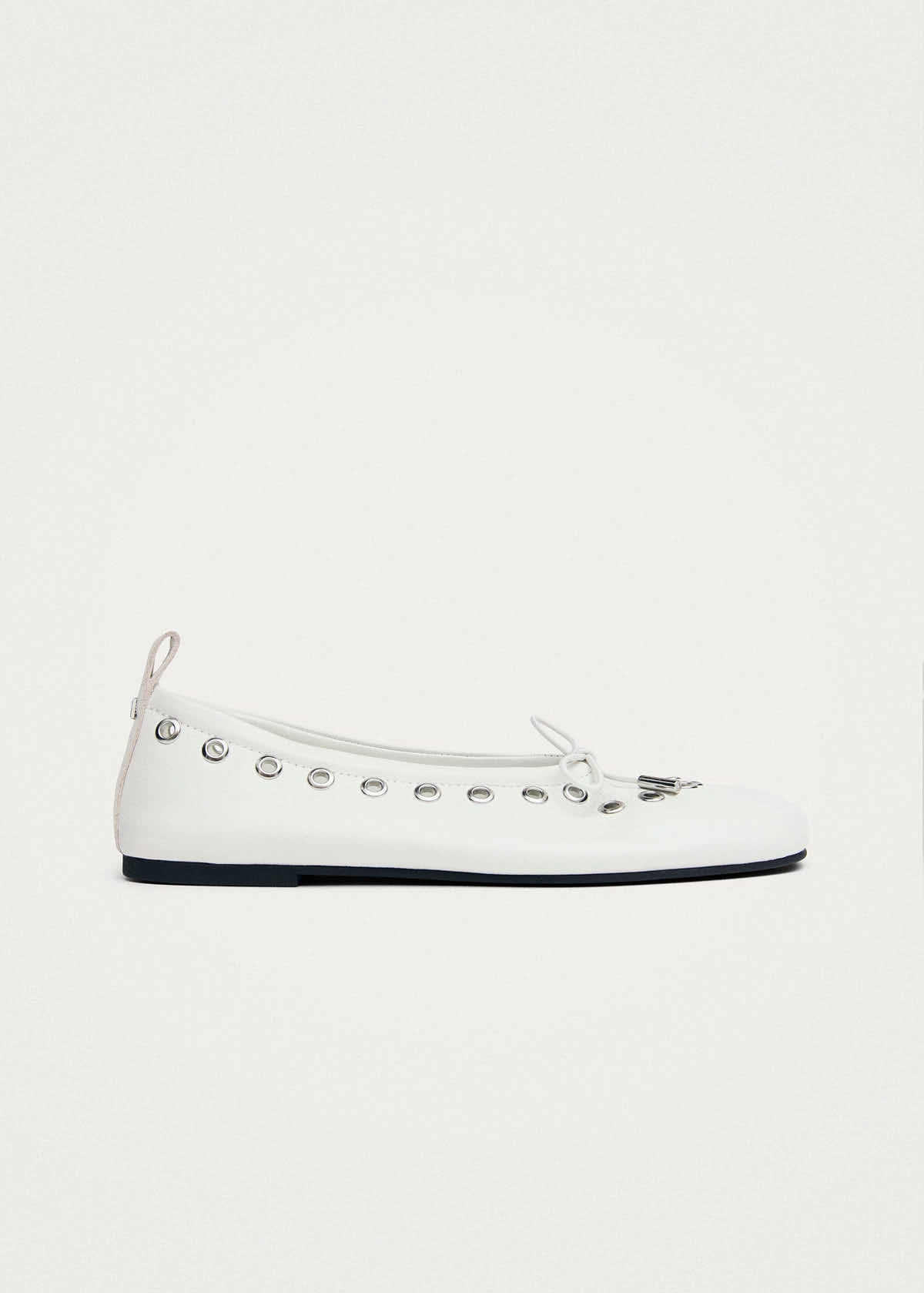 Rosalind Eyelets White Leather Ballet Flats
