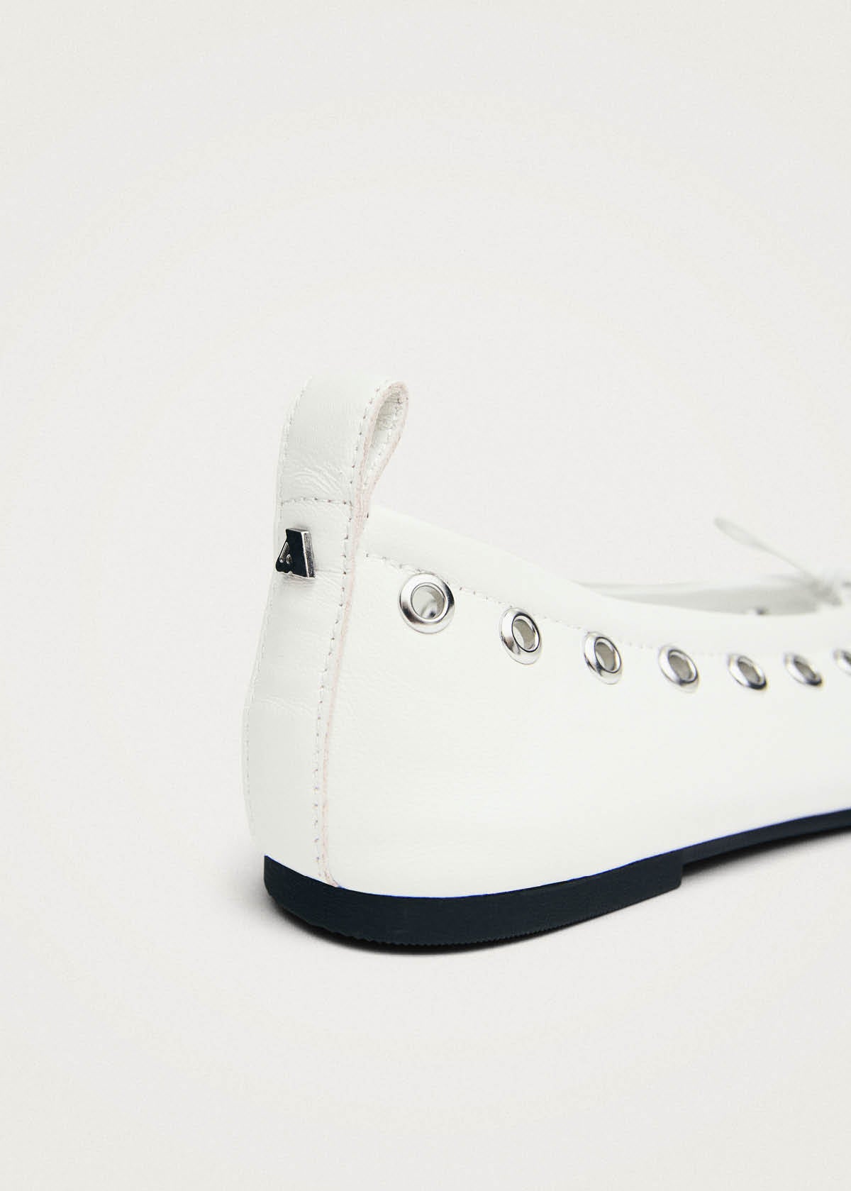 Rosalind Eyelets White Leather Ballet Flats