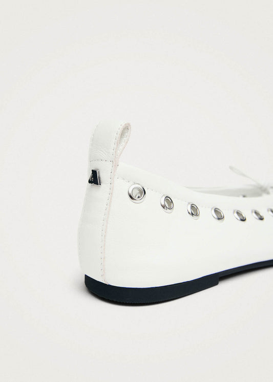 Rosalind Eyelets Ballerines En Cuir Blanc-image