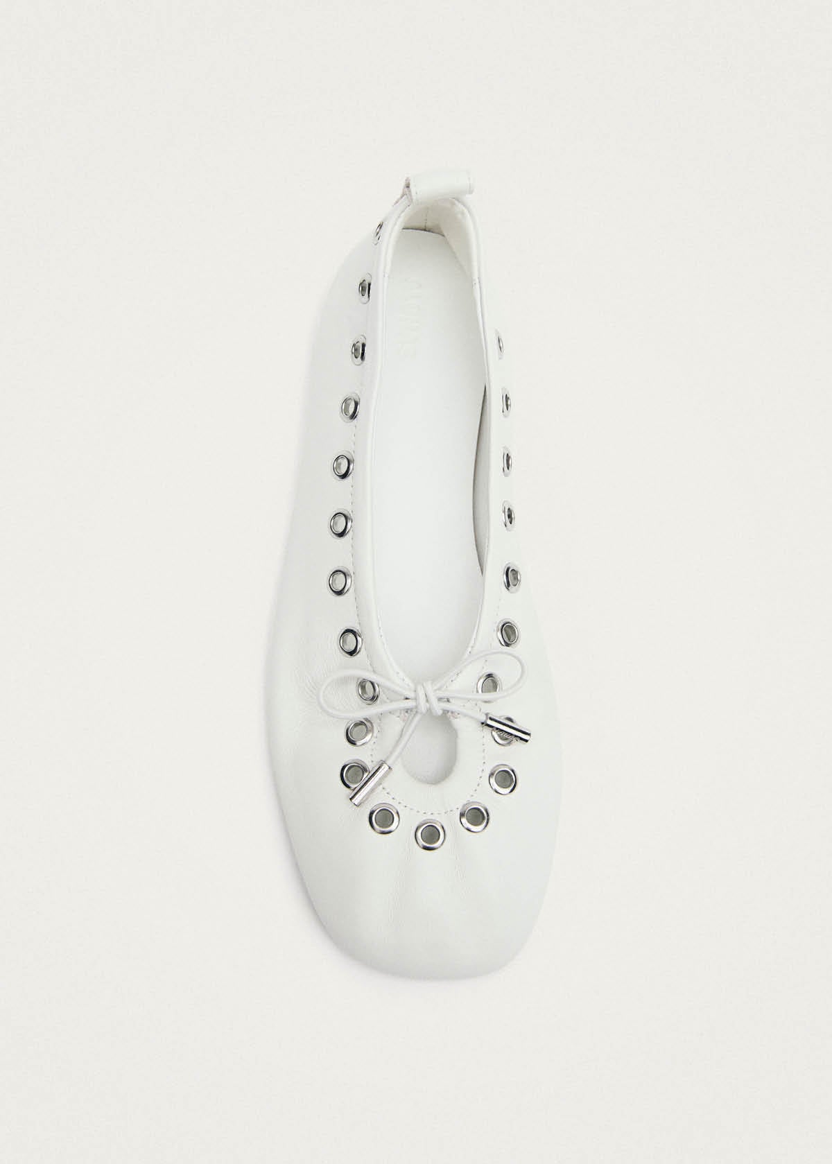 Rosalind Eyelets White Leather Ballet Flats