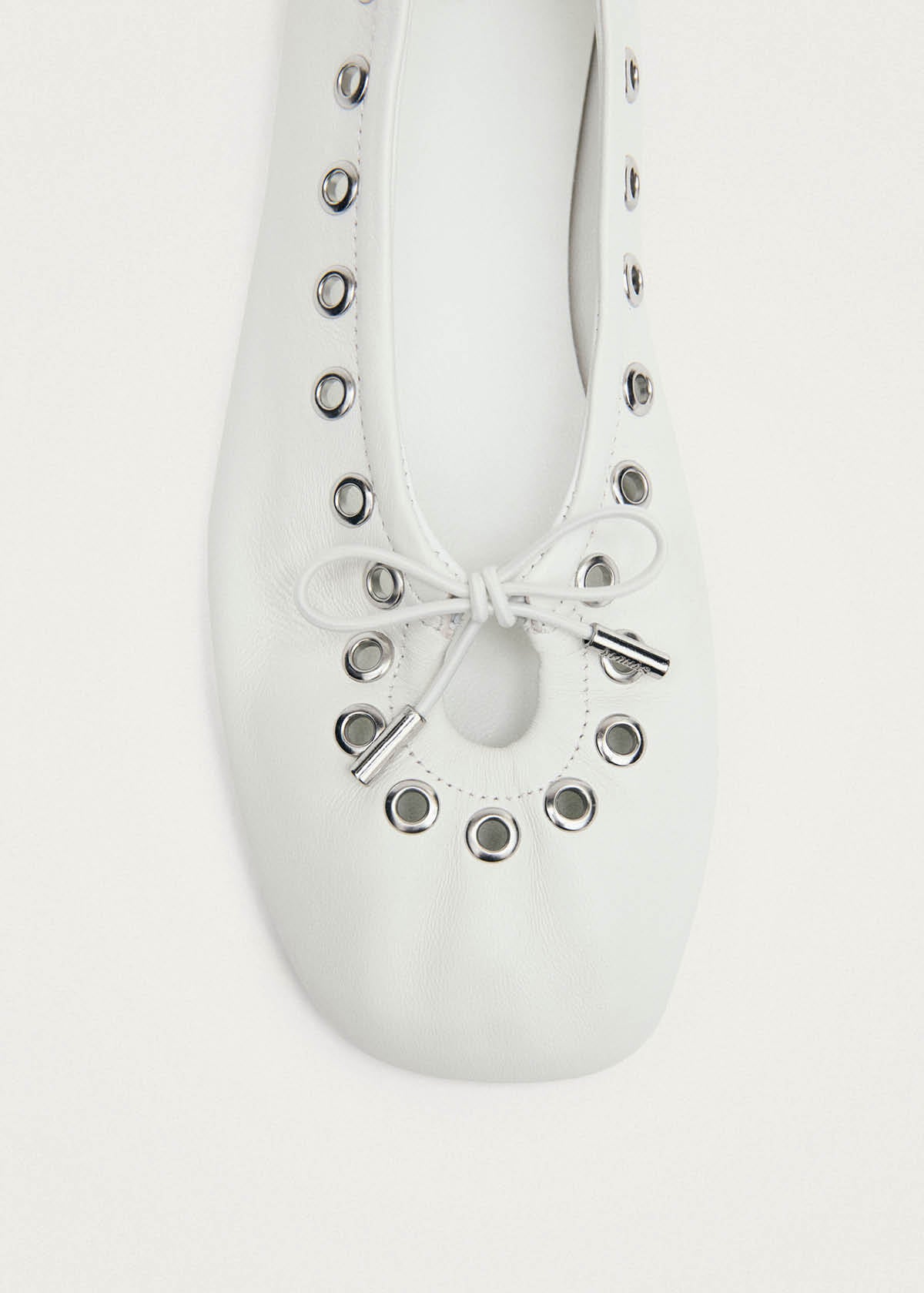 Rosalind Eyelets White Leather Ballet Flats
