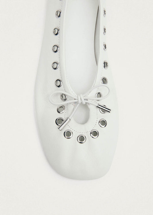 Rosalind Eyelets Ballerines En Cuir Blanc-image