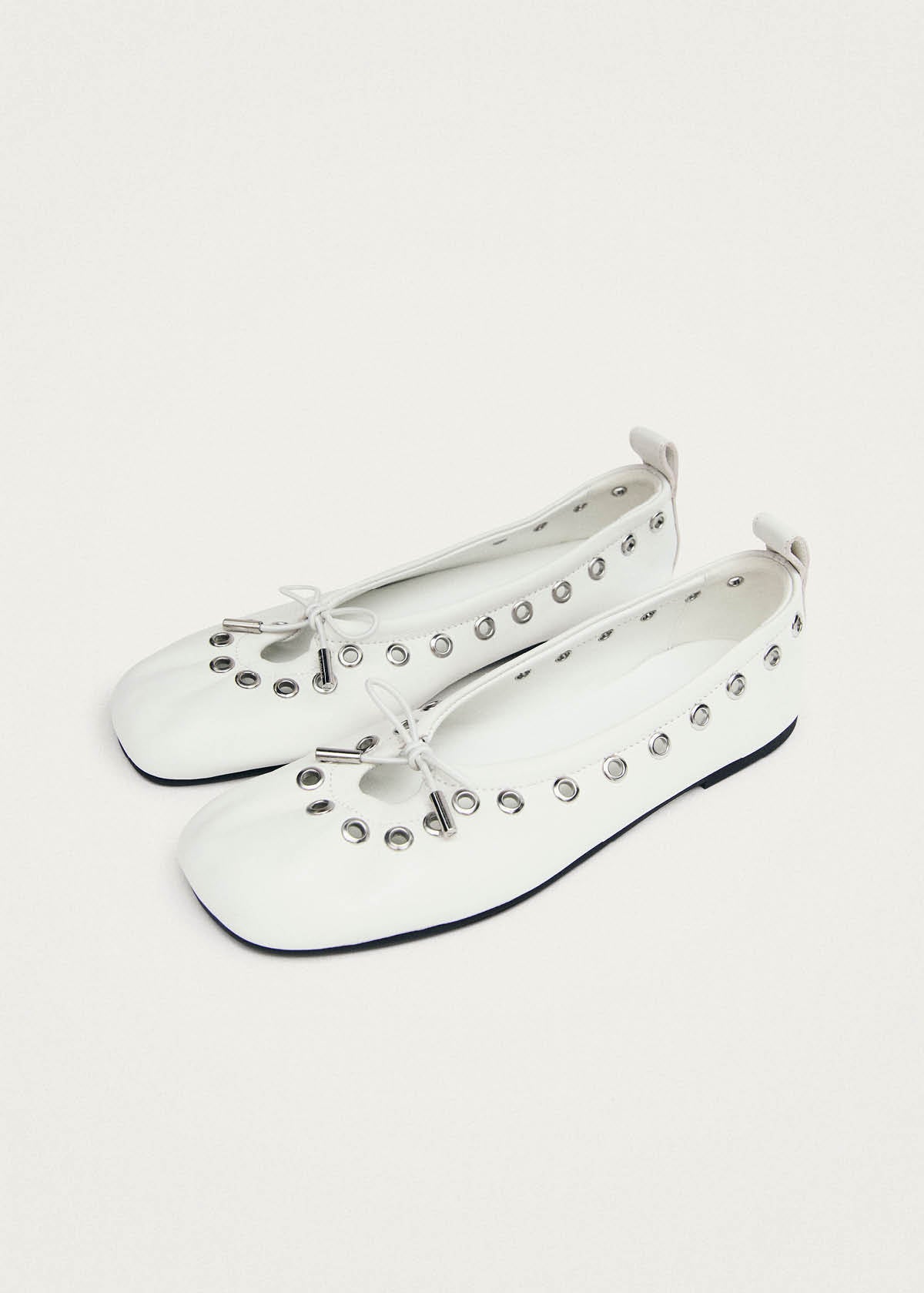 Rosalind Eyelets White Leather Ballet Flats