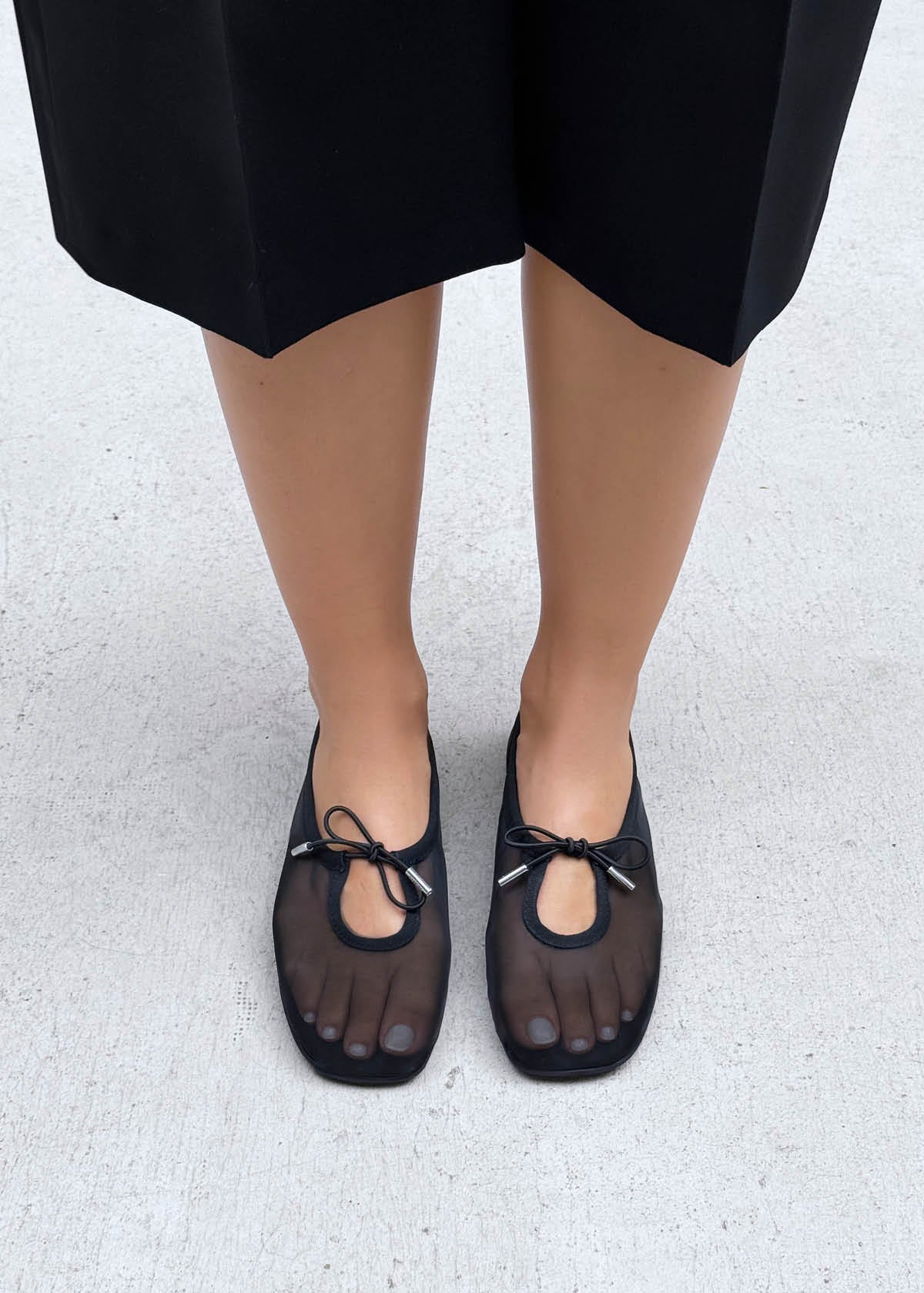 Rosalind Light Mesh Black Textile Ballet Flats