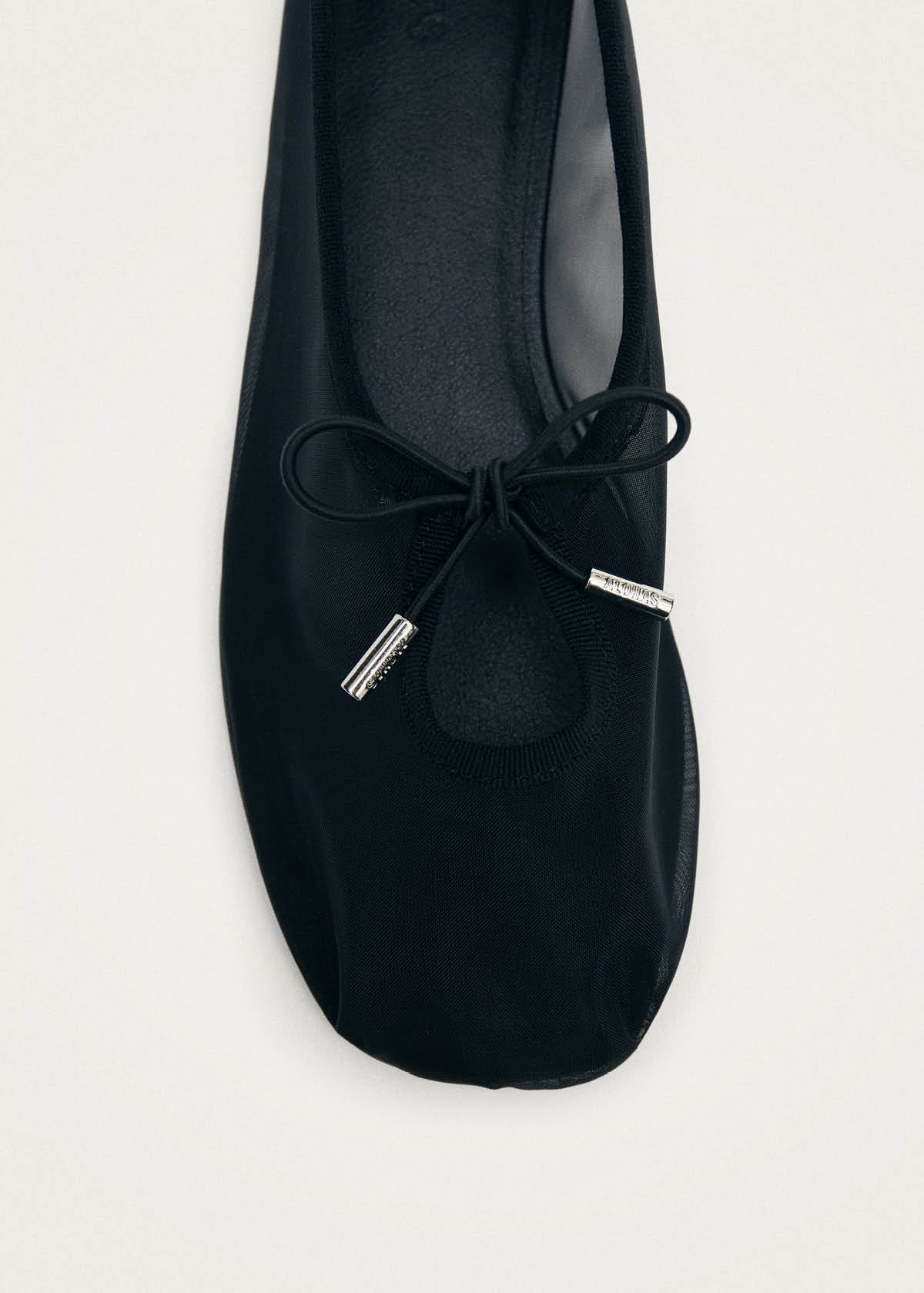Rosalind Light Mesh Black Textile Ballet Flats
