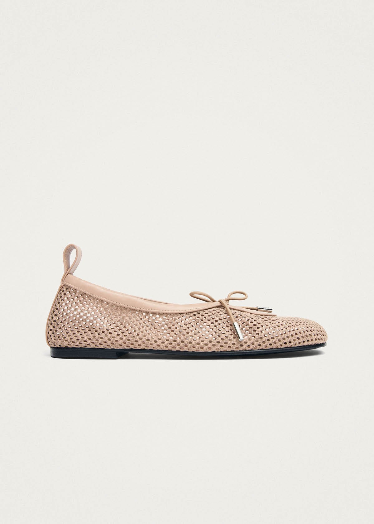 Rosalind Mesh Beige Leather Ballet Flats | ALOHAS