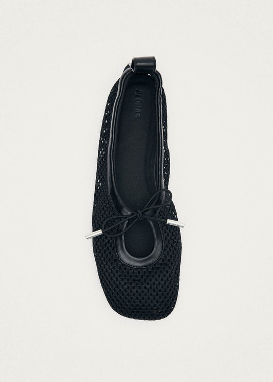 Rosalind Mesh Black Leather Ballet Flats-image
