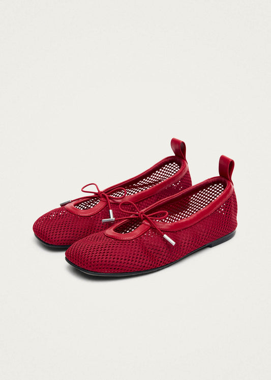Rosalind Mesh Red Leather Ballet Flats-image