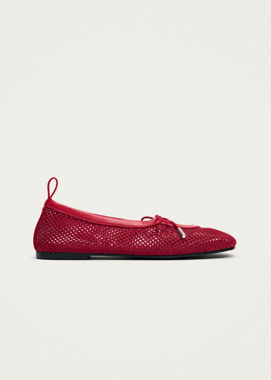 Rosalind Mesh Red Leather Ballet Flats-image