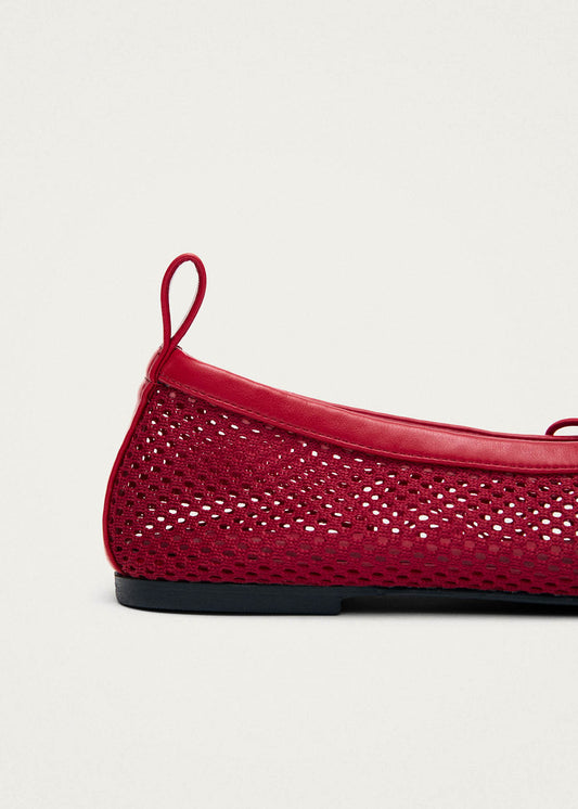 Rosalind Mesh Red Leather Ballet Flats-image