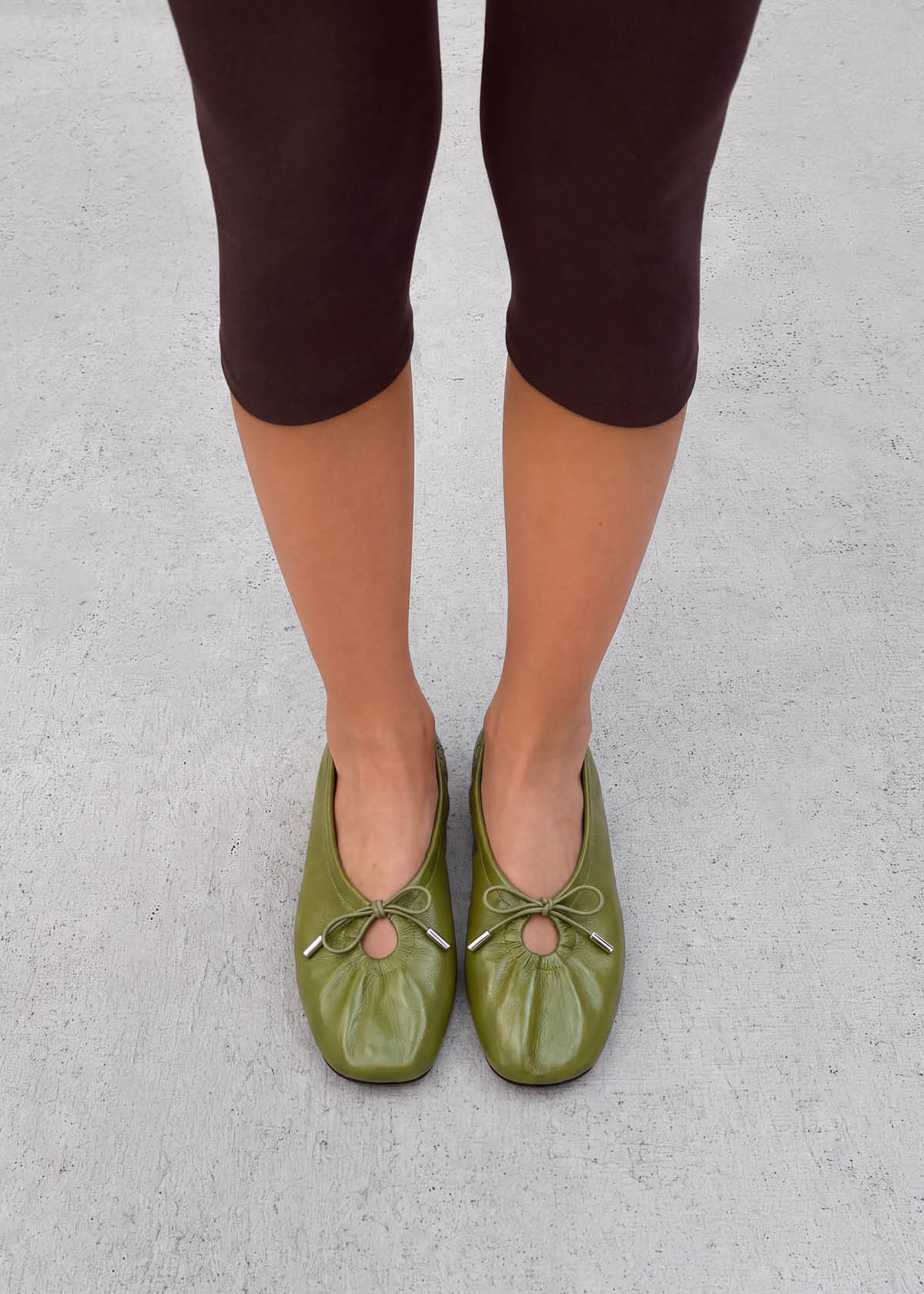Rosalind Ballerines en Cuir Verni Vert