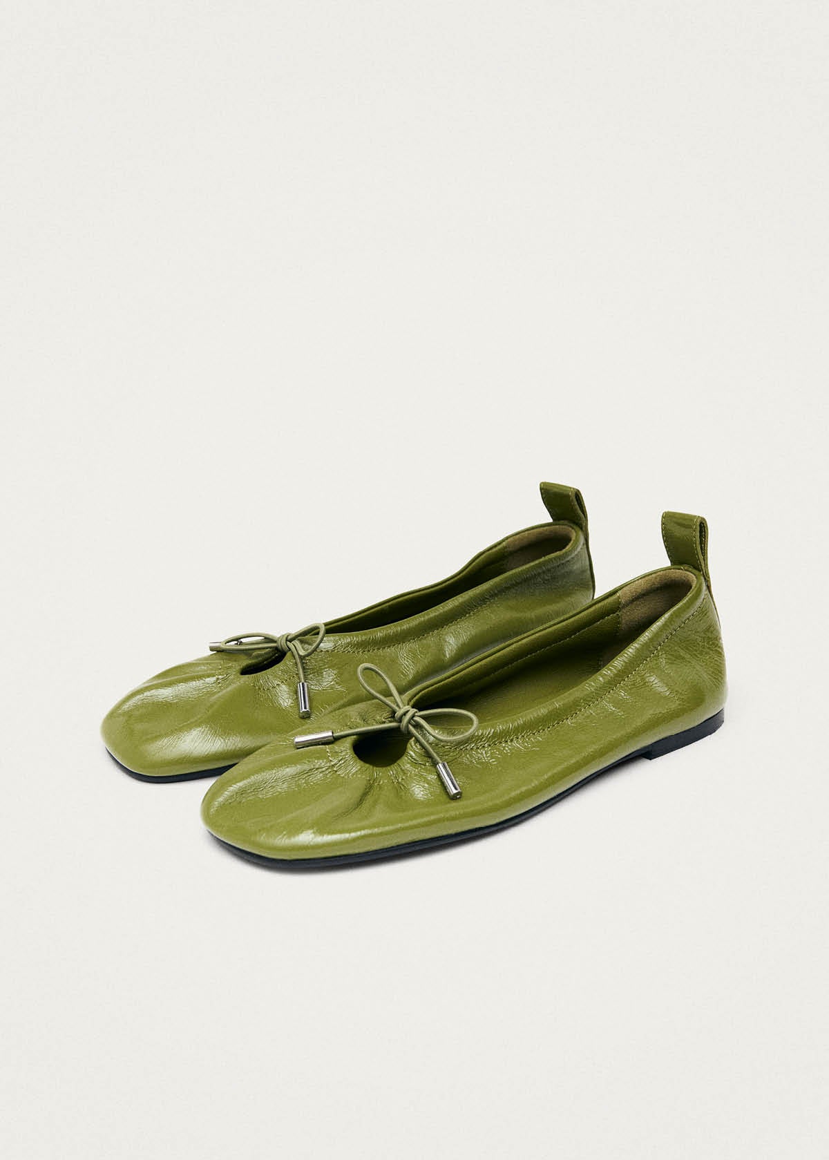 Rosalind Ballerines en Cuir Verni Vert