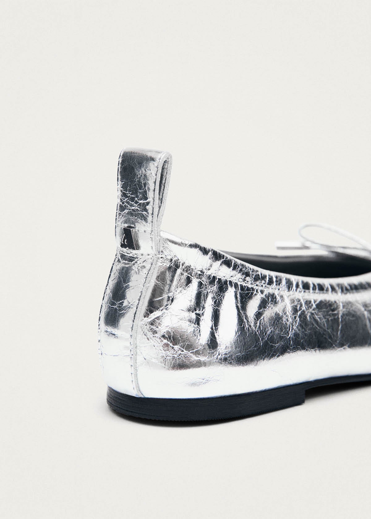 Rosalind Shimmer Silver Leather Ballet Flats